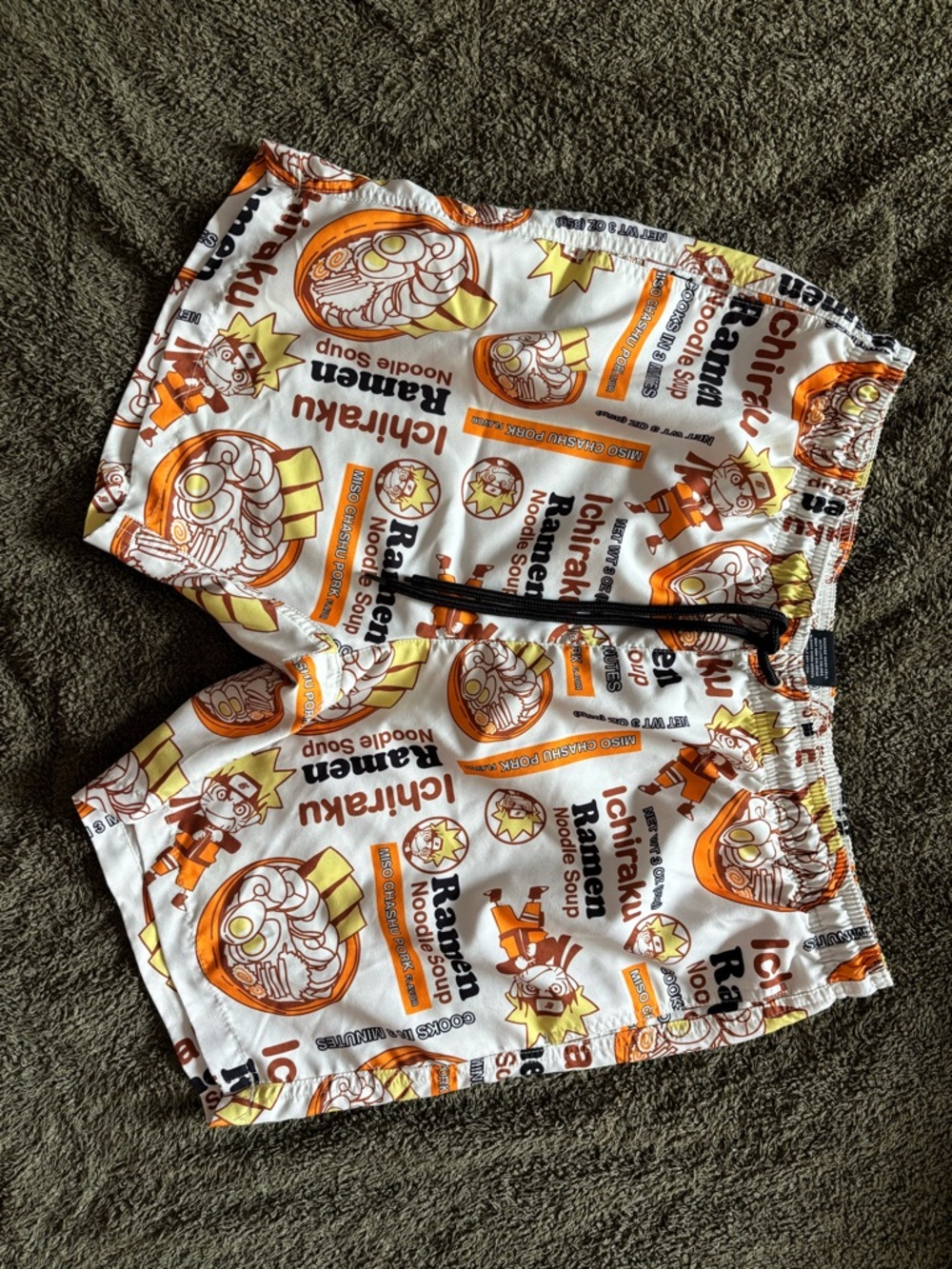 Naruto Print Swim/Board Shorts in White & Orange